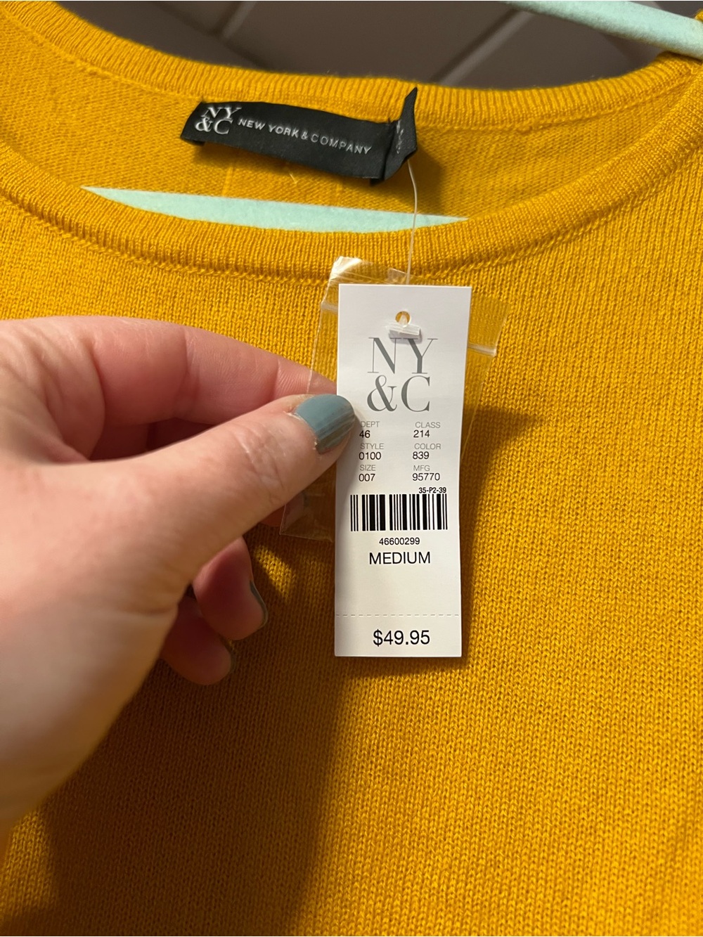 NWT NY&C Yellow Quarter Sleeve Shirt Size Medium 💛 - Picture 4 of 9